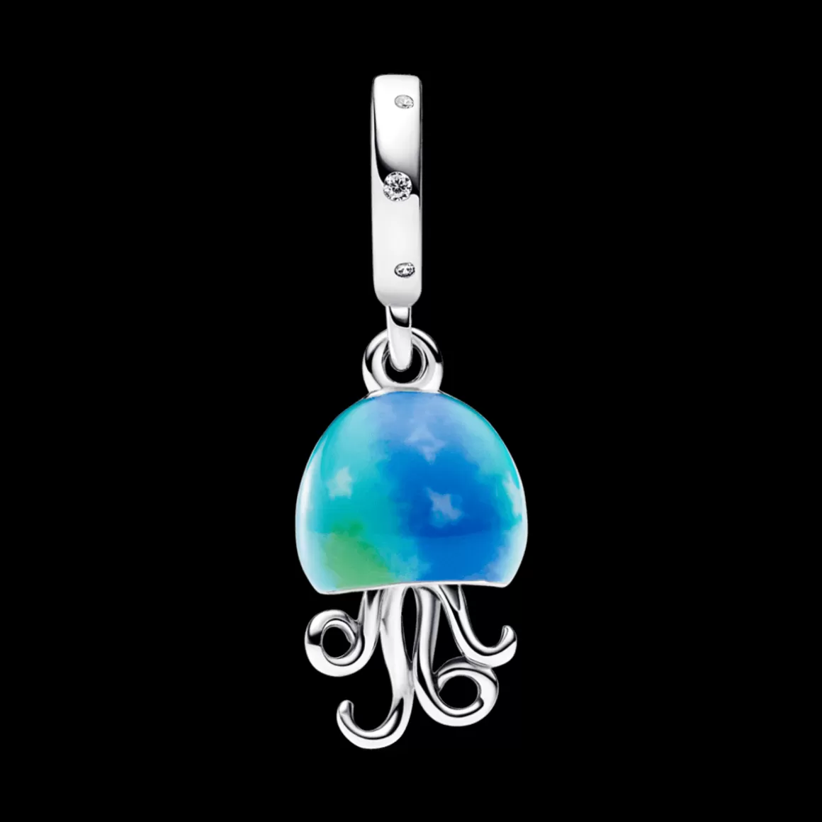 Pandora Charms Pendentes De Prata | Charms Esmaltados-Charm Prata Pendente Água-Viva que Muda de Cor