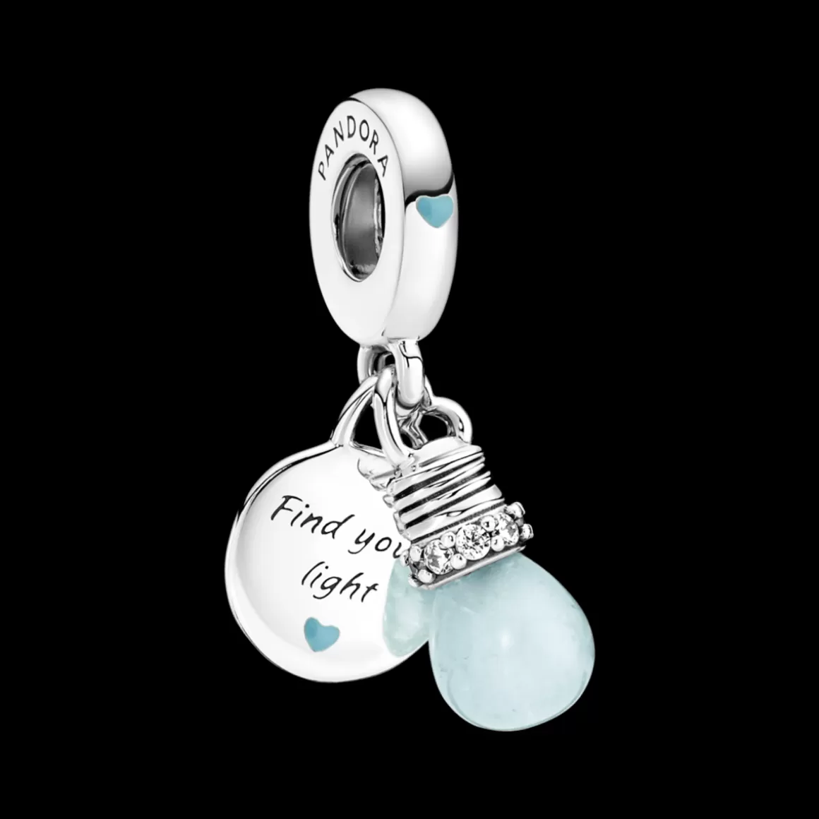 Pandora Charms Esmaltados | Charms Cristal-Charm Prata Pendente Lâmpada Brilha no Escuro