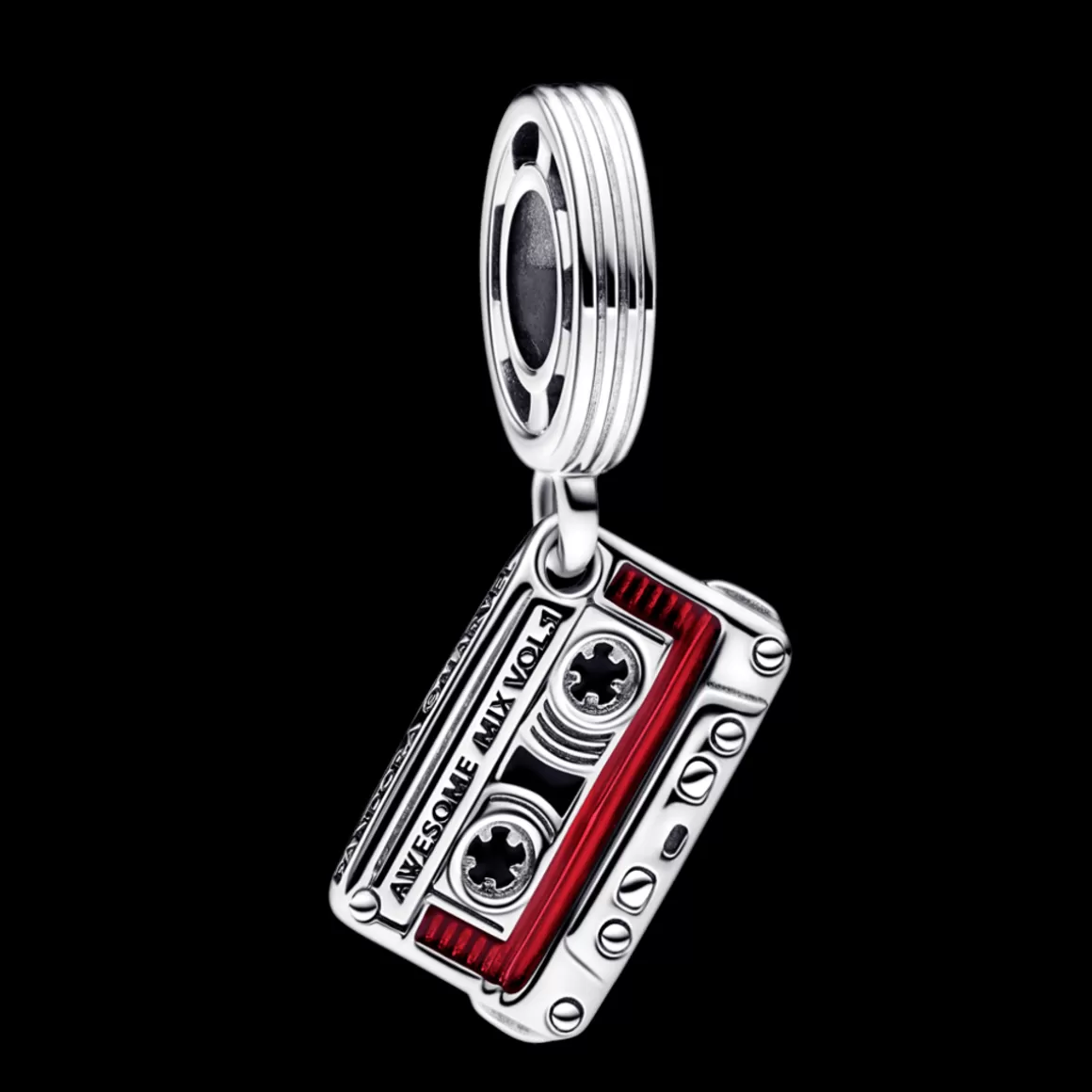 Pandora Charms Pendentes De Prata | Charms Esmaltados-Charm Prata Pendente Marvel - Fita Cassete de Guardiões da Galáxia