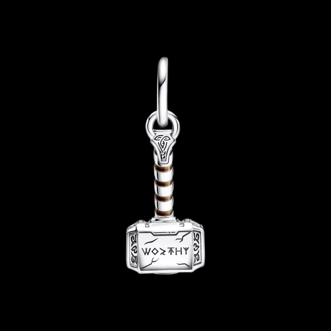 Pandora Charms Pendentes De Prata | Charms Esmaltados-Charm Prata Pendente Marvel - Martelo do Thor de Os Vingadores