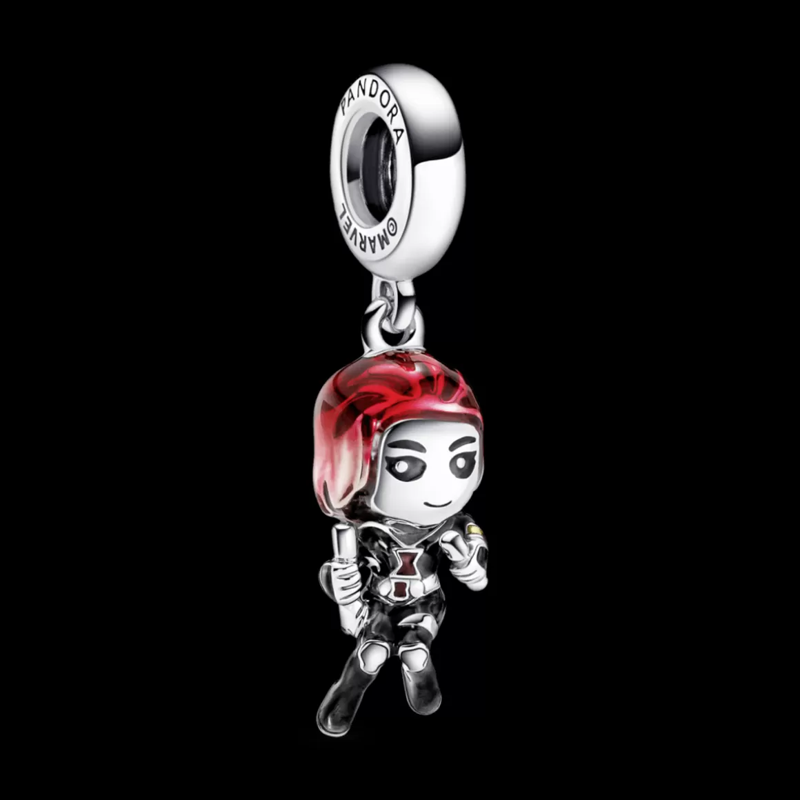 Pandora Charms Pendentes De Prata | Charms Esmaltados-Charm Prata Pendente Marvel - Viúva Negra de Os Vingadores