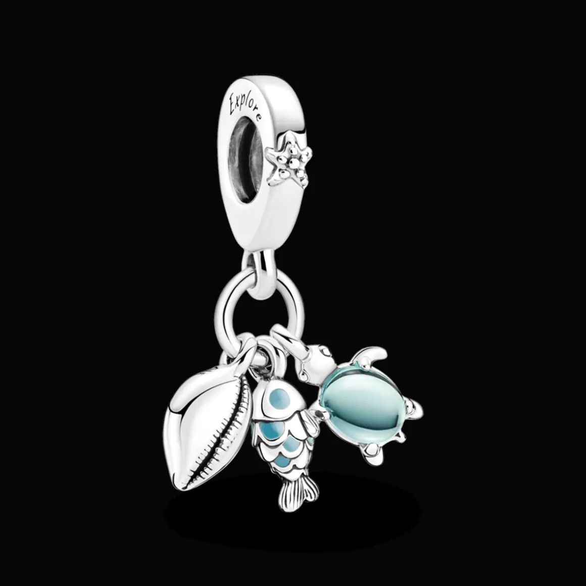 Pandora Charms Pendentes De Prata-Charm Prata Pendente Peixe, Tartaruga Marinha e Concha