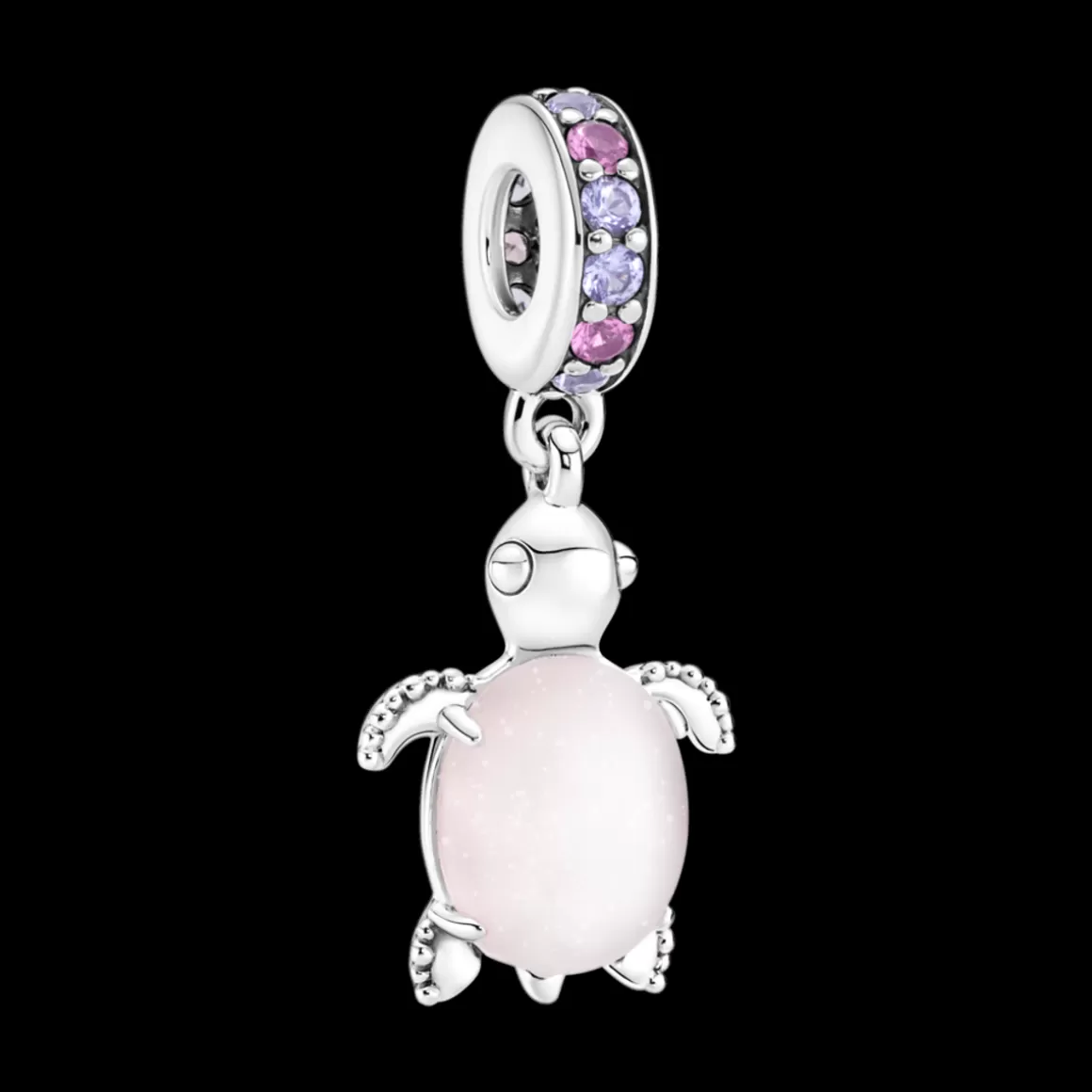 Pandora Charms Pendentes De Prata | Charms Cristal-Charm Prata Pendente Tartaruga Marinha Rosa