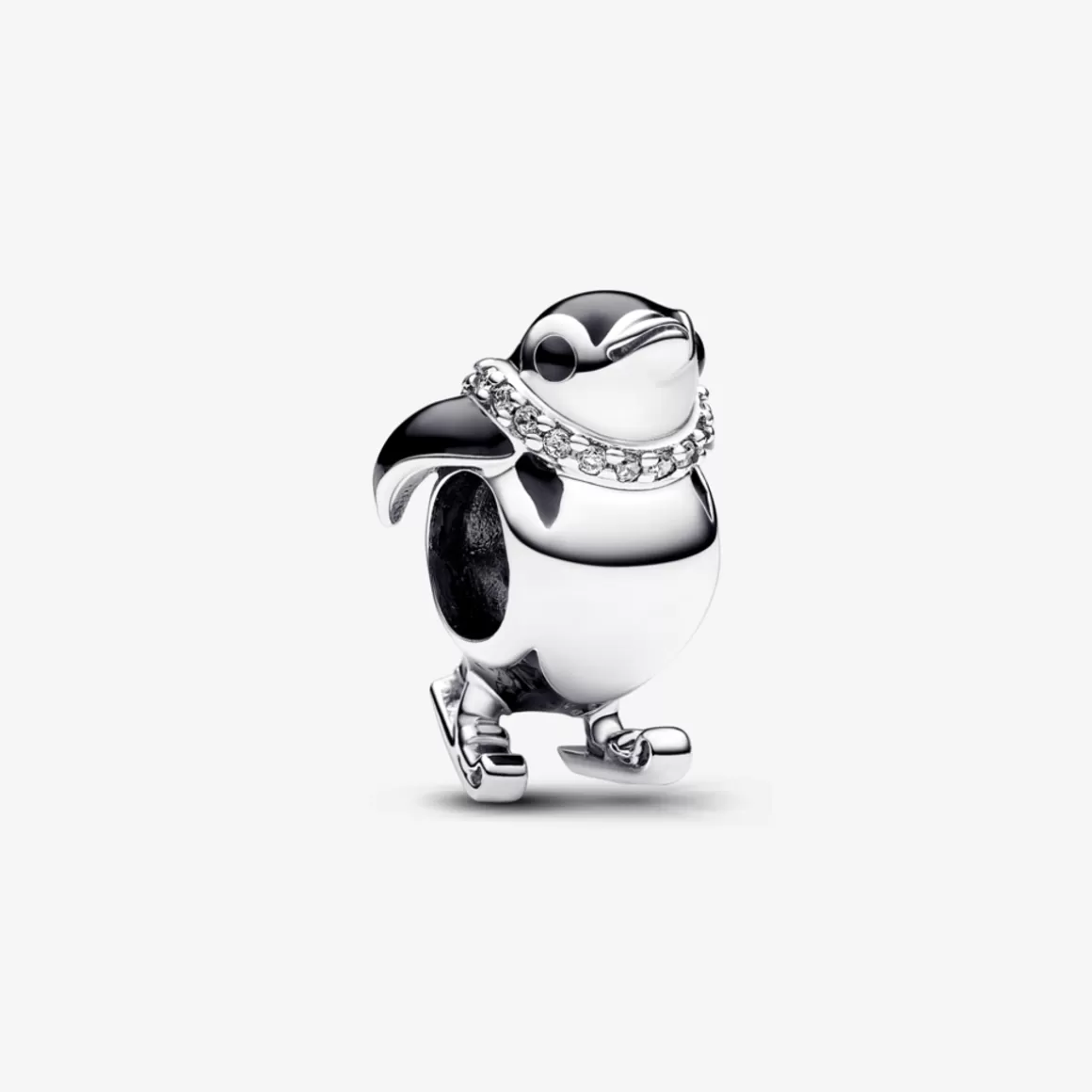 Pandora Charms Cristal-Charm Prata Pinguim Esquiador