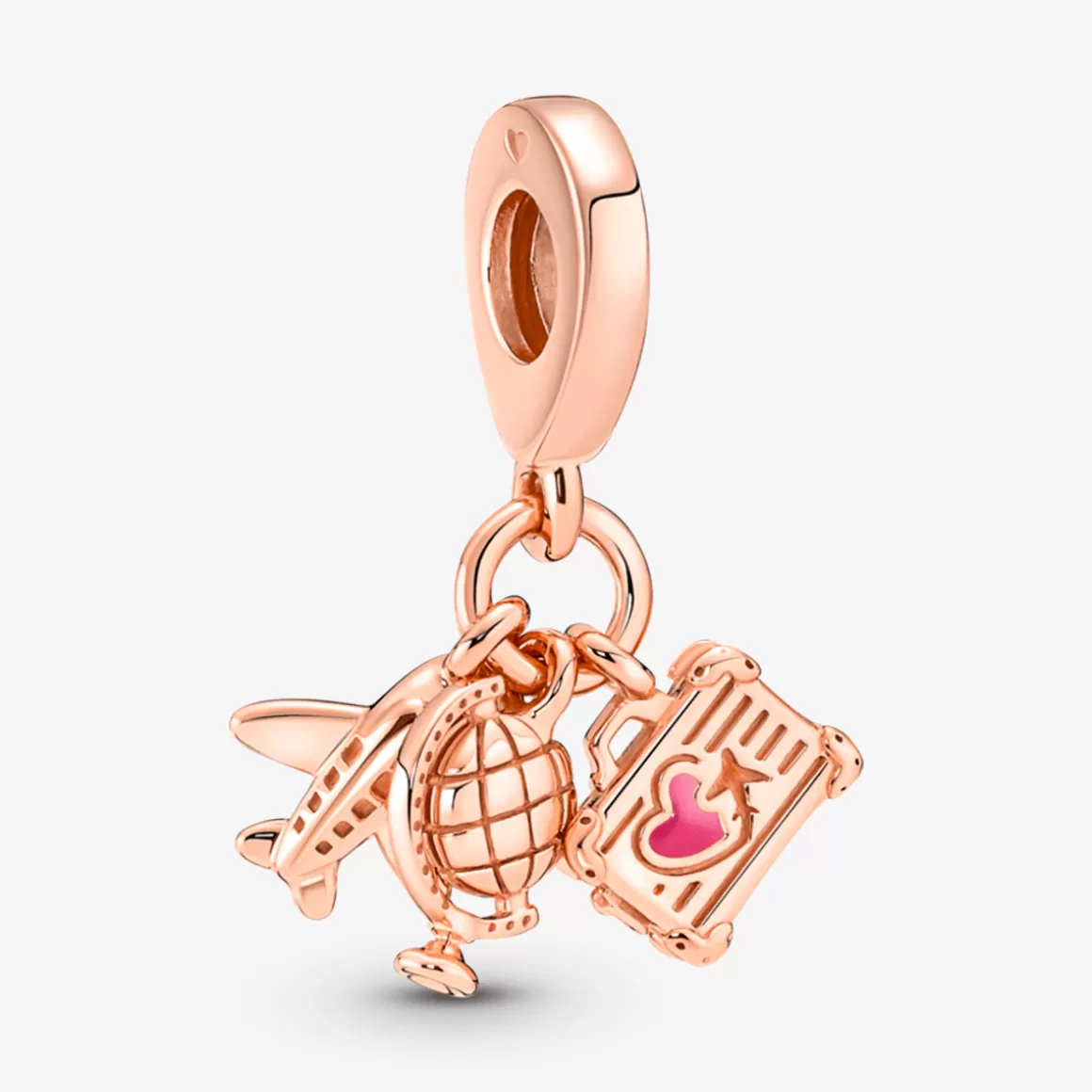 Pandora Charms Pendentes De Ouro Rosé-Charm Rosé Pendente Avião, Mundo e Mala