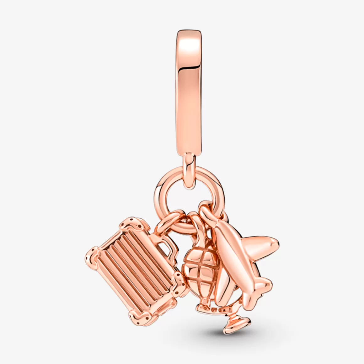 Pandora Charms Pendentes De Ouro Rosé-Charm Rosé Pendente Avião, Mundo e Mala