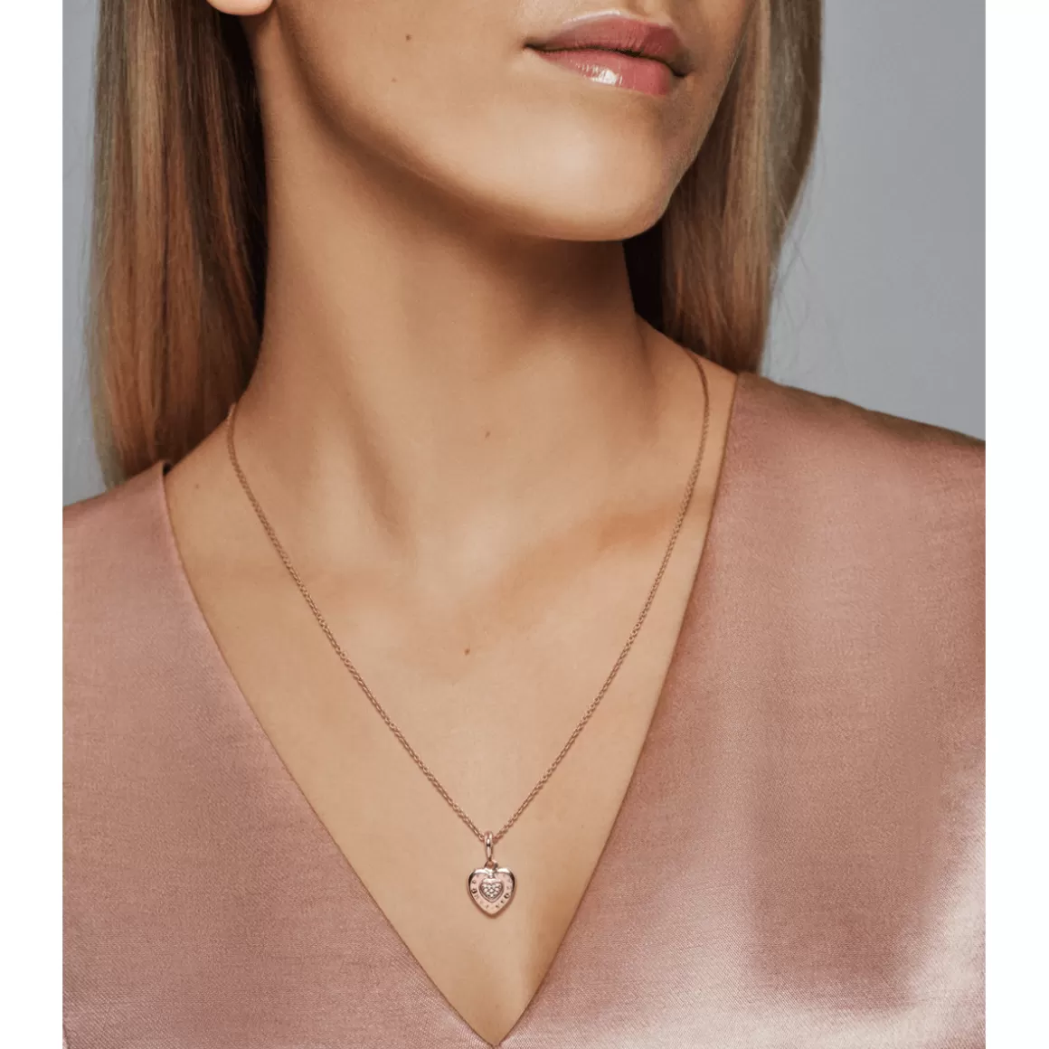 Pandora Charms Pendentes De Ouro Rosé-Charm Rosetm Pendente Coração Signature