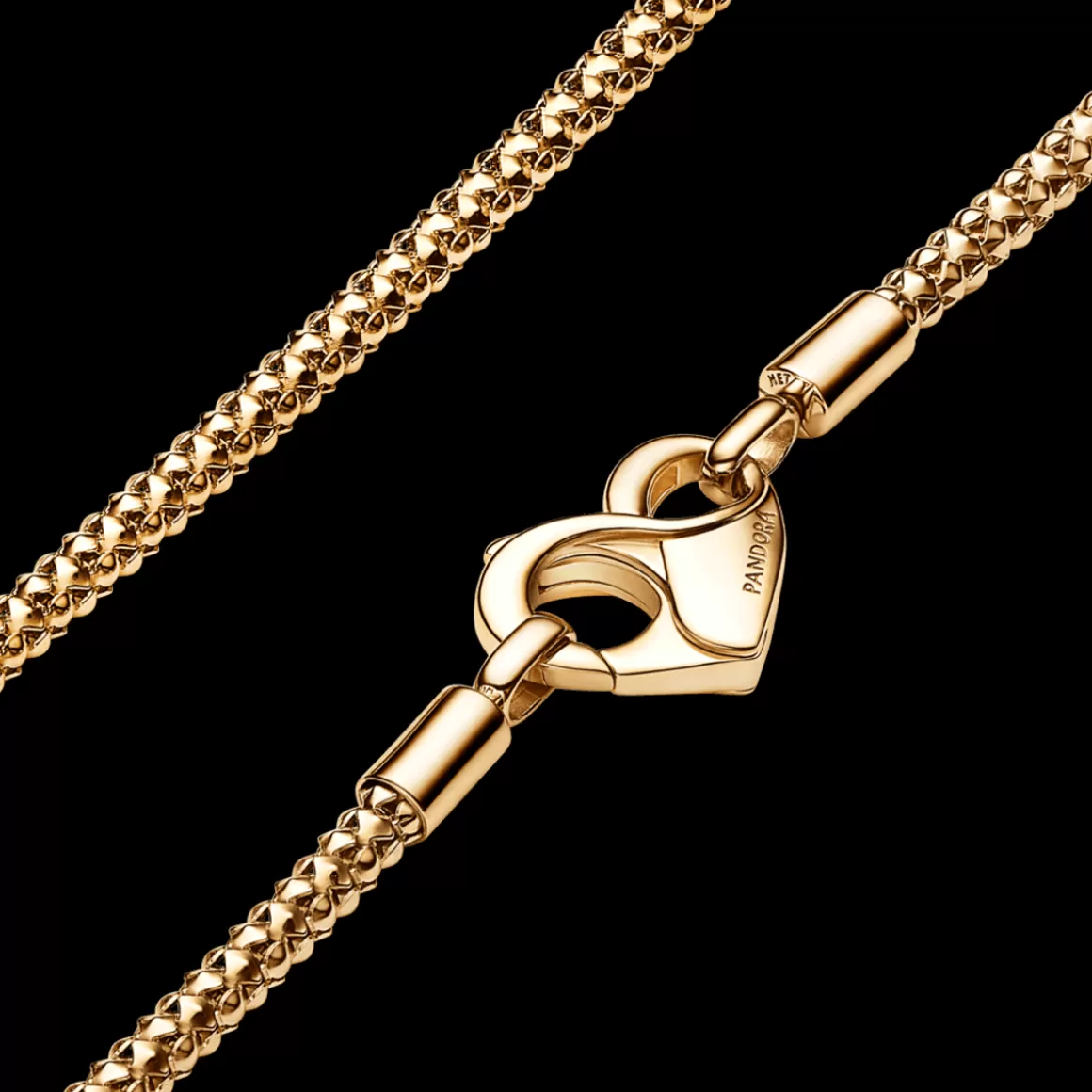 Pandora Colares De Ouro-Colar De Ouro Com Corrente Cravejada E Fecho Coracao