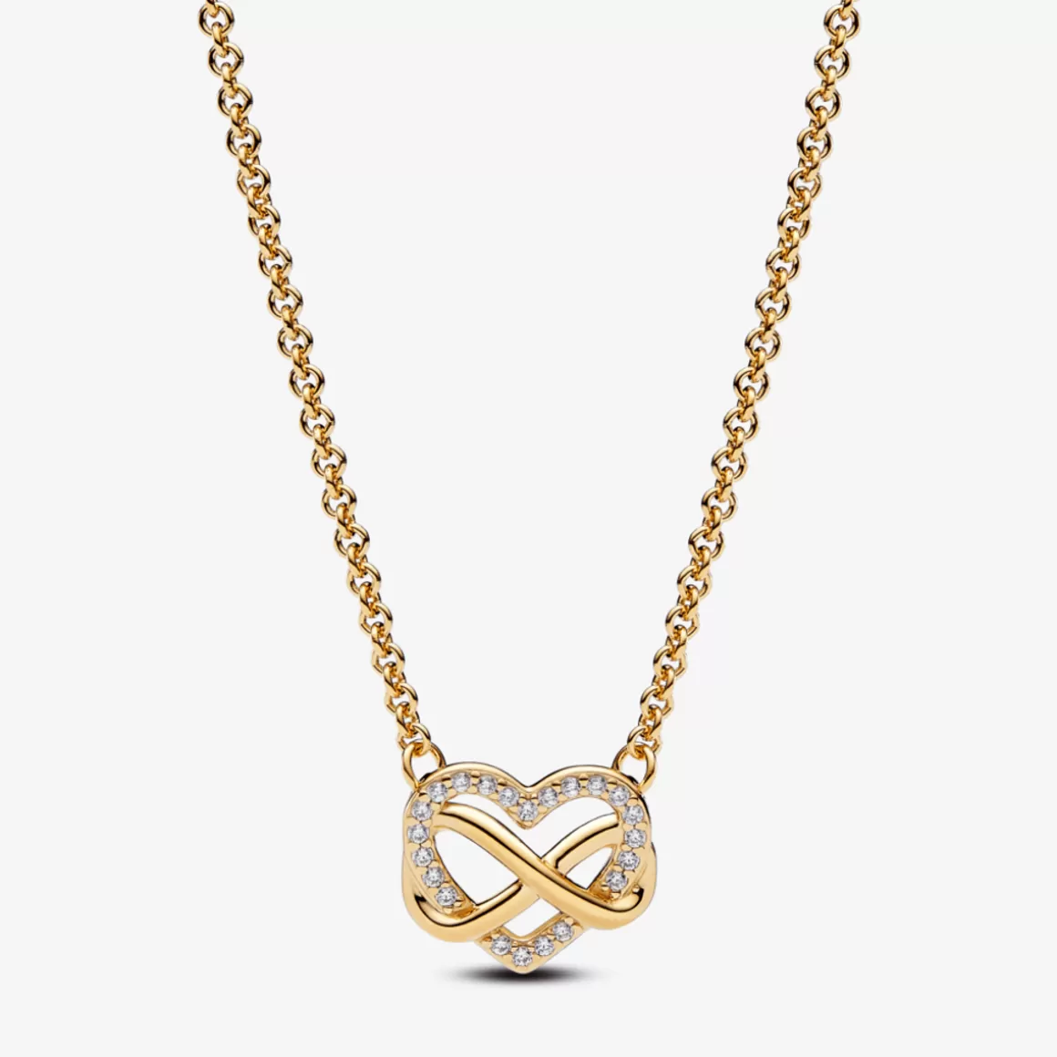 Pandora Colares De Ouro-Colar De Ouro E Pingente Coracao Brilhante Infinito