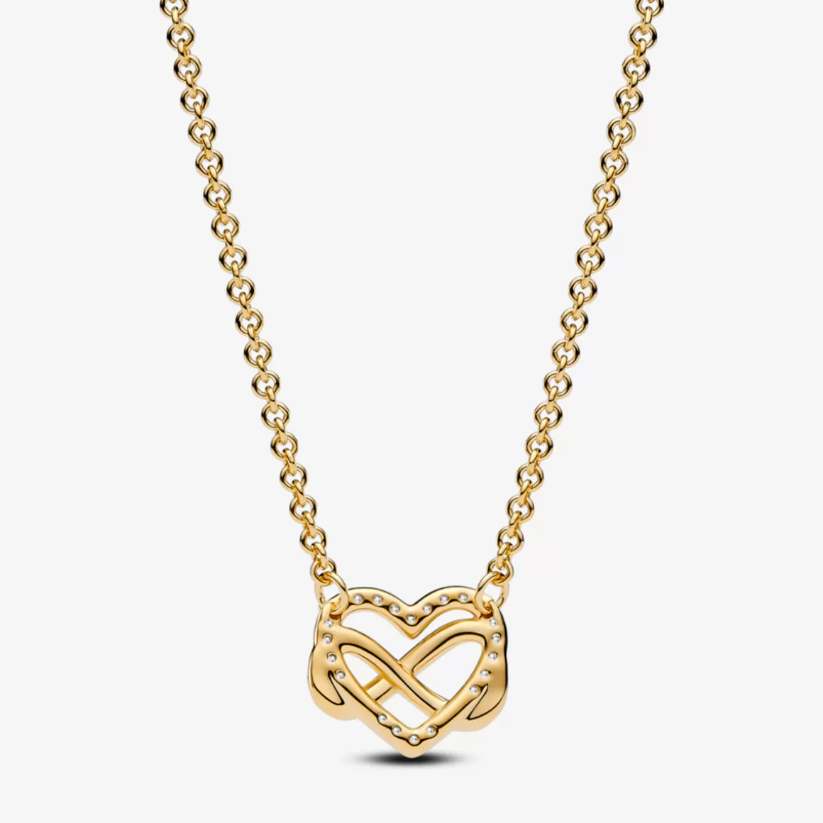 Pandora Colares De Ouro-Colar De Ouro E Pingente Coracao Brilhante Infinito