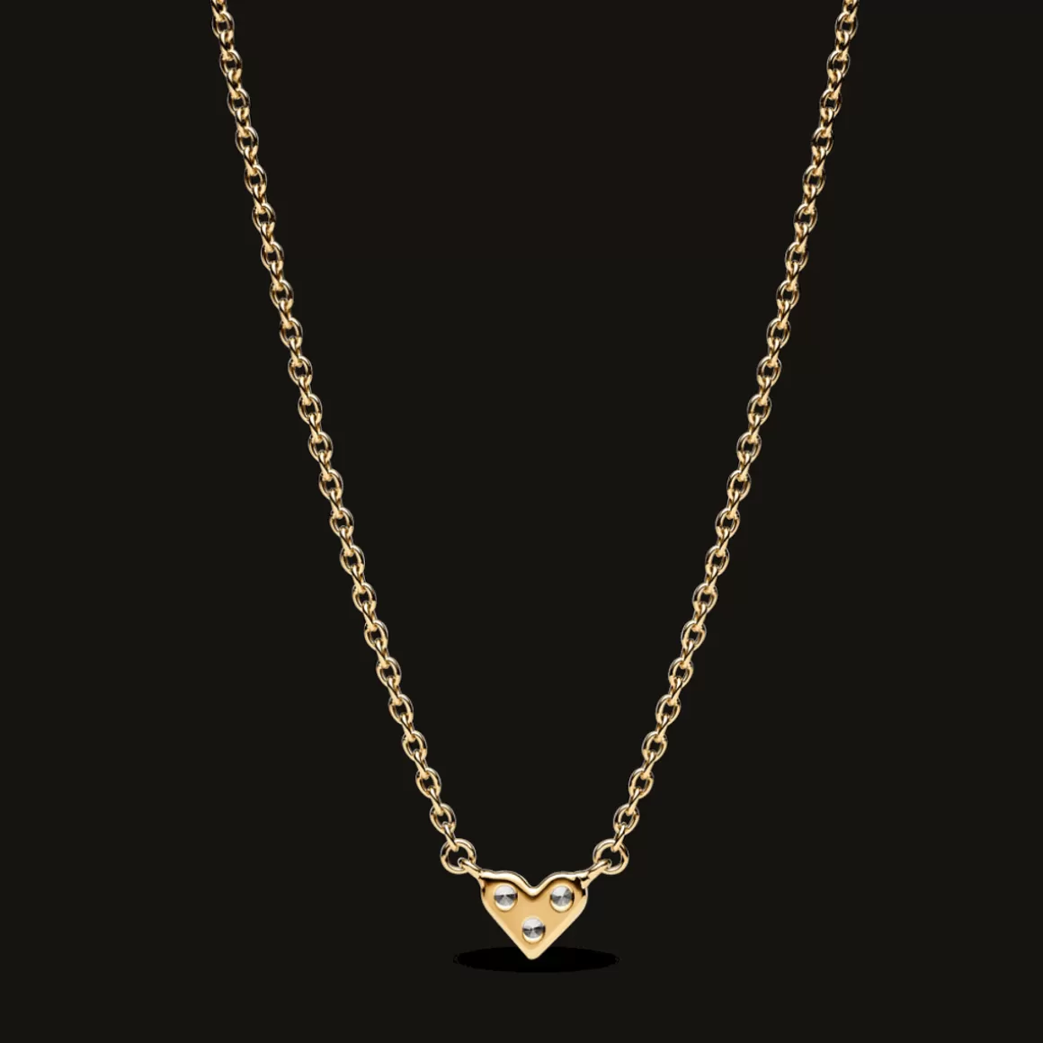 Pandora Pendentes De Ouro-Colar De Ouro Pequeno Coracao Pedra Tripla