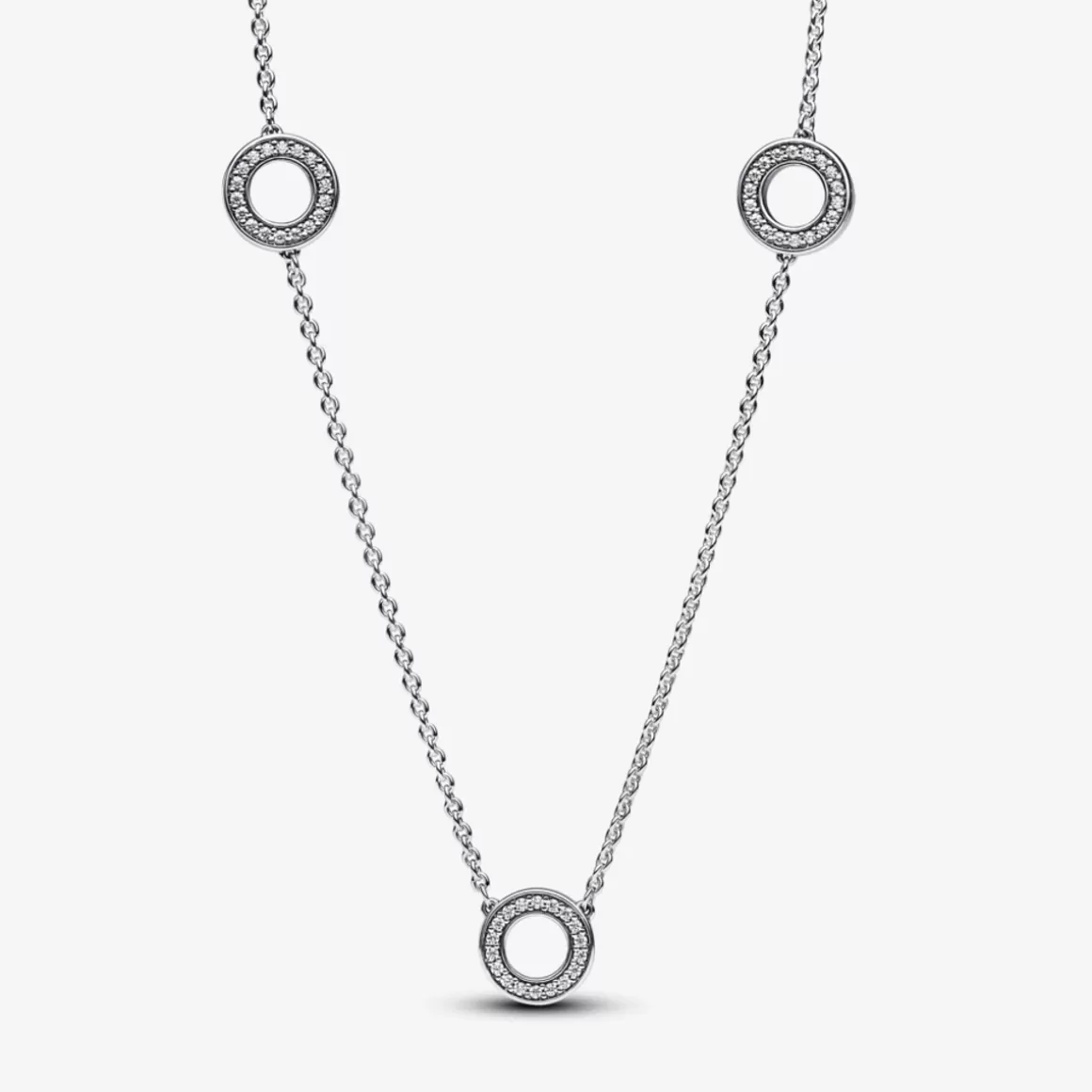 Pandora Pendentes De Prata | Colares De Prata-Colar de Prata Corrente com Círculos em Pavé