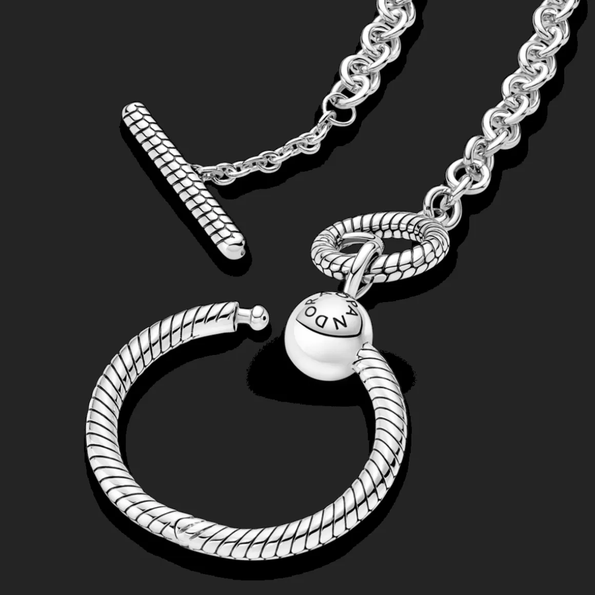 Pandora Pendentes De Prata | Colares De Prata-Colar de Prata Pendente Porta-Charms O e Fecho T