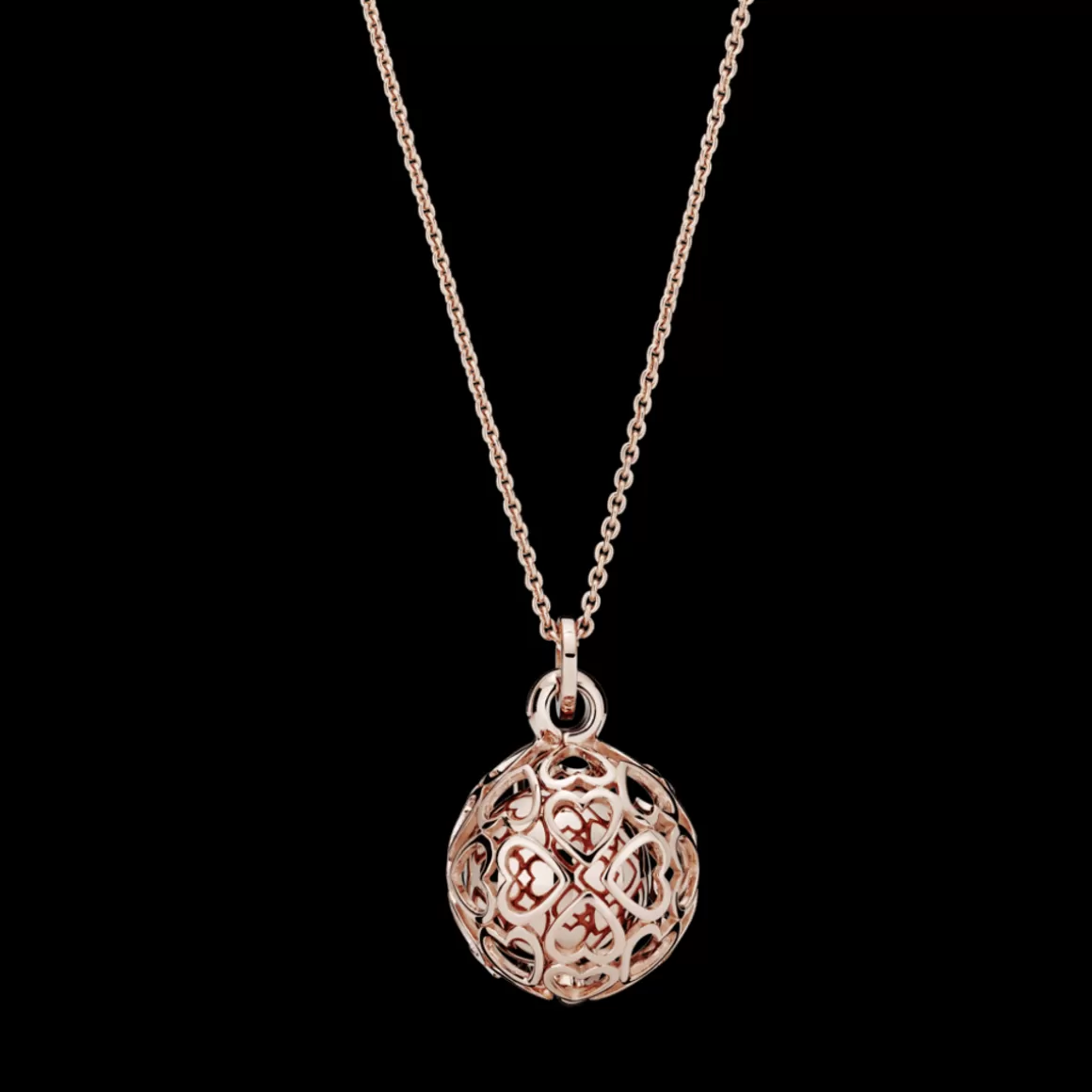 Pandora Colares Ouro Rosé-Colar Rosetm Pendente Coracoes Harmonicos