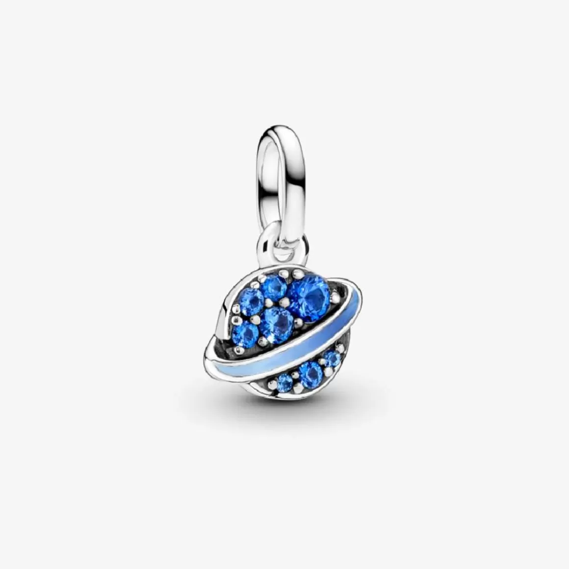 Pandora Charms Pendentes De Prata-Mini Charm Prata Pendente Planeta Azul Brilhante