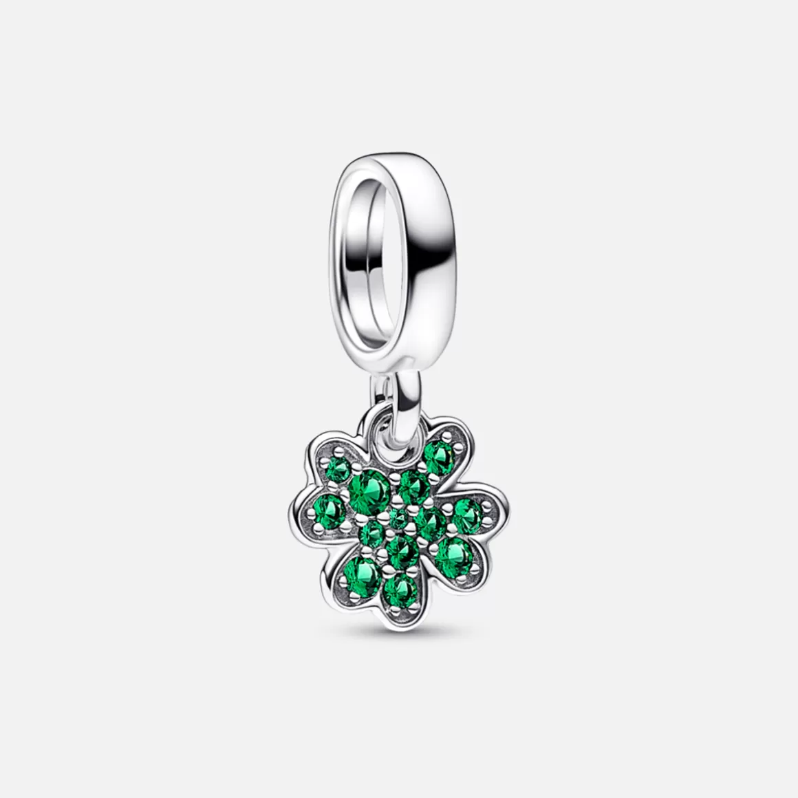 Pandora Charms Pendentes De Prata-Mini Charm Prata Pendente Trevo de Quatro Folhas Verde