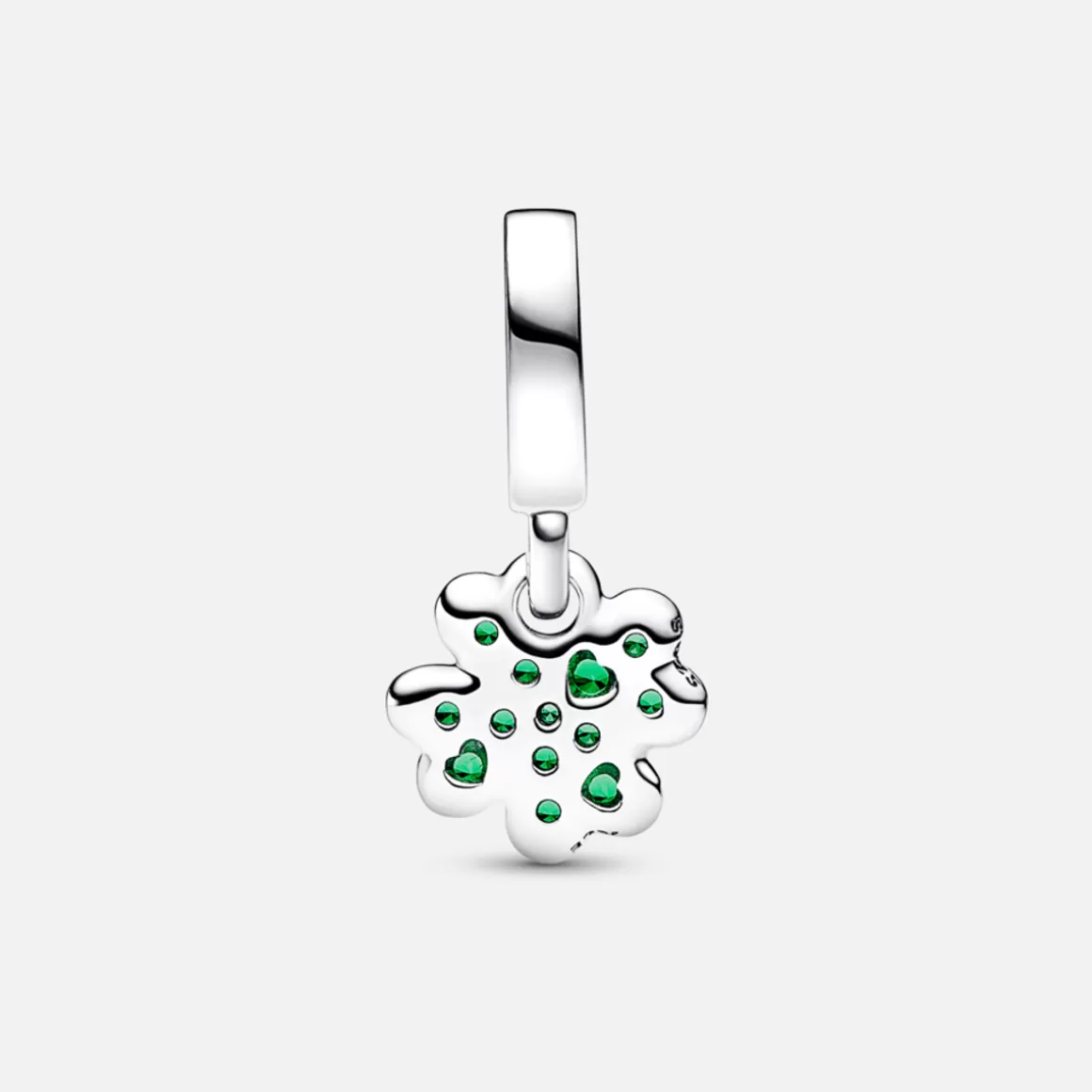 Pandora Charms Pendentes De Prata-Mini Charm Prata Pendente Trevo de Quatro Folhas Verde