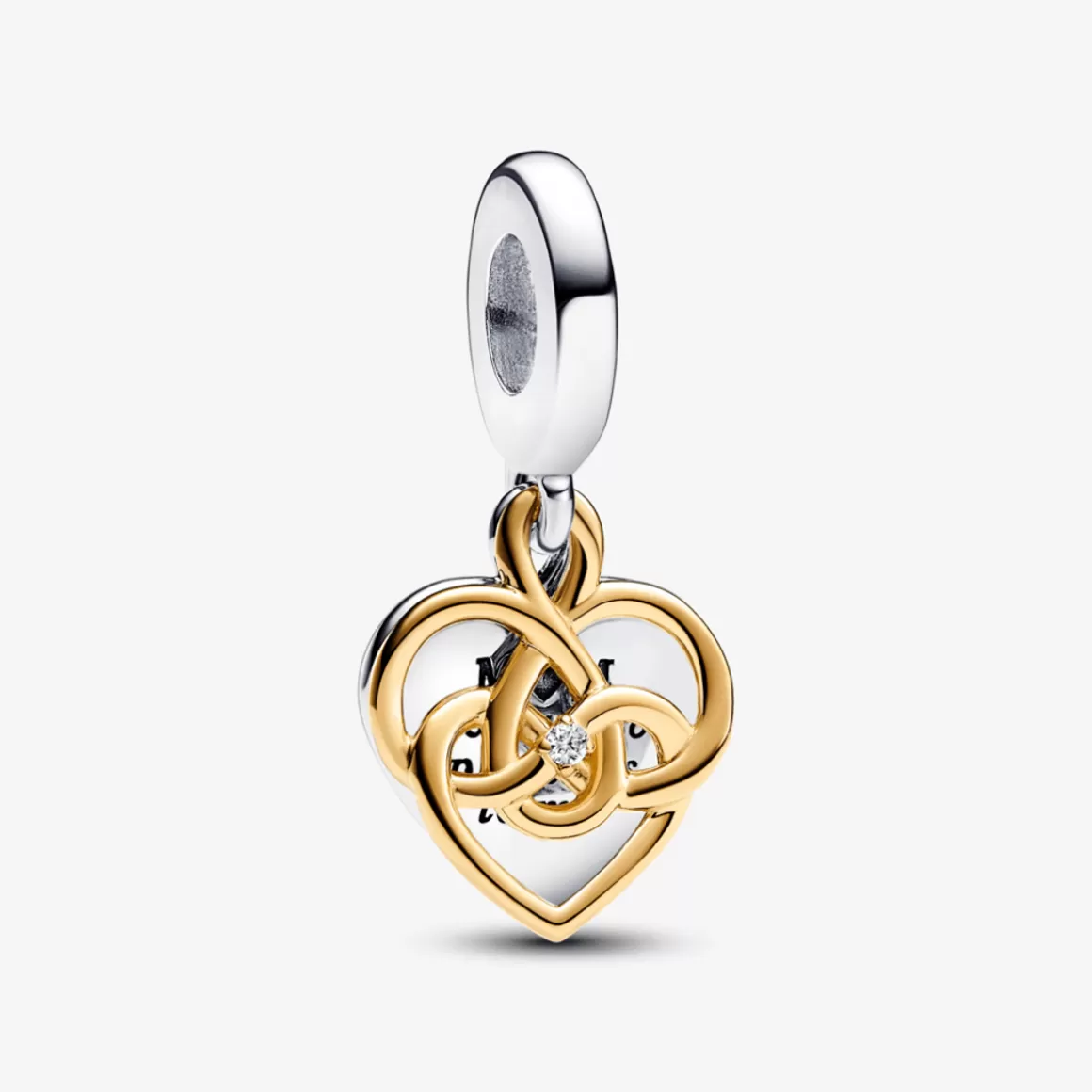 Pandora Charms Dois Tons | Charms De Diamantes-Pingente De Diamante Charm Gravavel Coracao De Mae